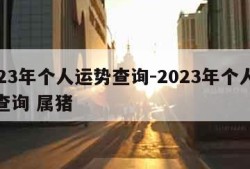 2023年个人运势查询-2023年个人运势查询 属猪