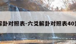 六爻解卦对照表-六爻解卦对照表40卦详解