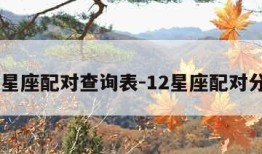 12星座配对查询表-12星座配对分析