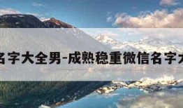 微信名字大全男-成熟稳重微信名字大全男